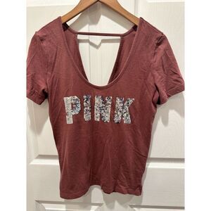 PINK Scoopneck Cut‎ Out Back Shirt Small